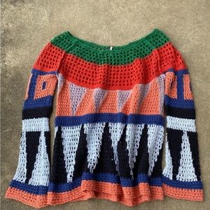 Free People Crochet Multicolor Sweater never worn no tags